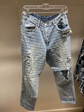 Blank NYC Light Blue Star-Textured Denim Jeans